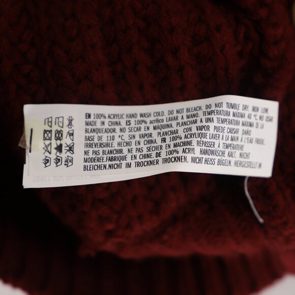 ENGLISH FACTORY Cable Knit Crop Sweater Wide Ribbed Shoulder Burgundy Size M - Picture 7 of 7